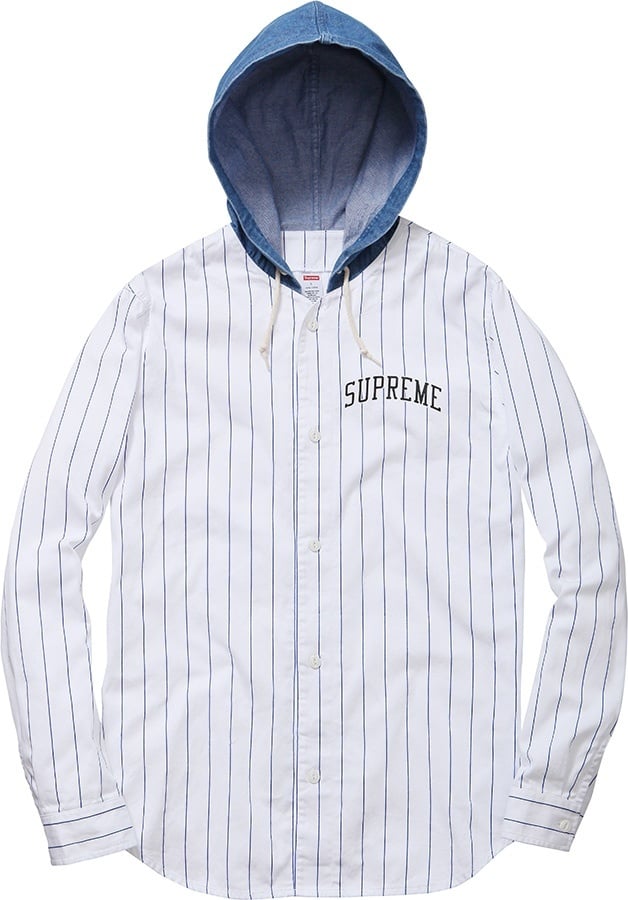 Denim Hooded Baseball Shirt view 2